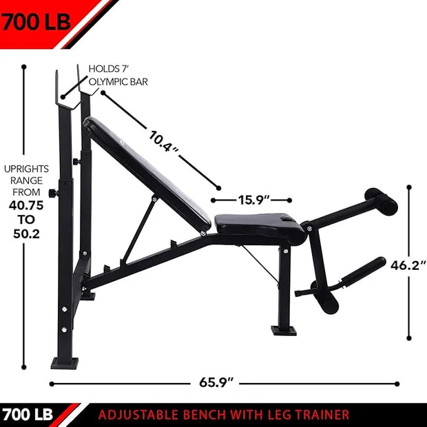 JFIT Olympic Weight Bench with Leg Developer Attachment - Product Image