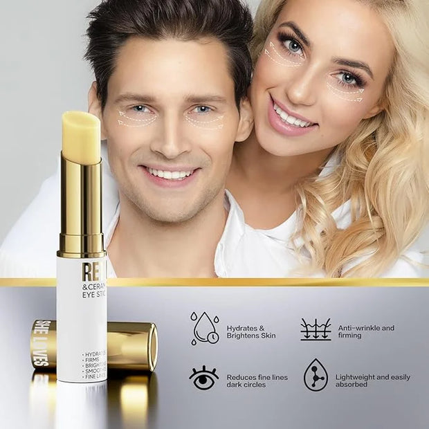 Retinol Eye Stick, Eye Cream for Dark Circles and Puffiness, Eye Brightening Cream for Hydration, Wrinkles in 3-4 Weeks, T...