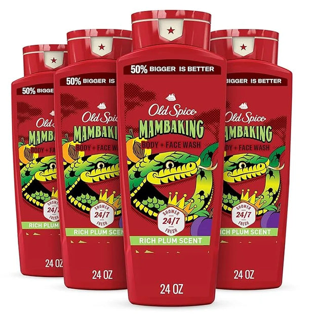 Old Spice Cleansing Body Wash for Men, 3X Defense, 24/7 Shower Fresh with Lasting Scent, 2-in-1 Body & Face Wash, MambaKin...