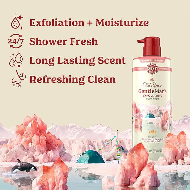 Old Spice GentleMan's Exfoliating & Moisturizing Body Wash for Men, 24/7 Shower Fresh with Long Lasting Scent, Renewing Vi...