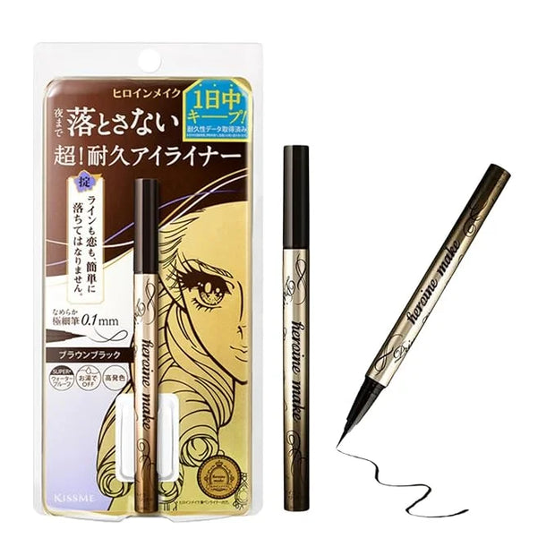 Heroine Make by KISSME Prime Liquid Eyeliner, Super Waterproof, Ultra Fine Tip for Precise Eye Makeup, Stay All Day Long, ...