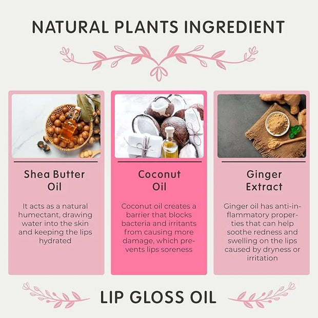 Hydrating Lip Glow Oil - Plumping Lip Oil Gloss Tinted for Lip Care and Dry Lips, Non Sticky & Fresh Texture, Shiny and Mo...