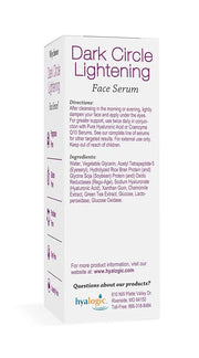 Hyalogic Dark Circle Lightening Face Serum - Treat Under Eye Dark Circles w/Hyaluronic Acid, Eveseryl & Regu-Age - Soothe,...