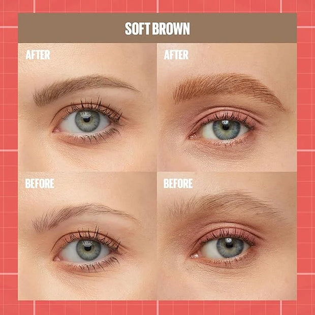 Maybelline Build-A-Brow 2-in-1 Brow Pen and Sealing Eyebrow Gel, Eyebrow Makeup for Real-Looking, Fuller Brows, Soft Brown...