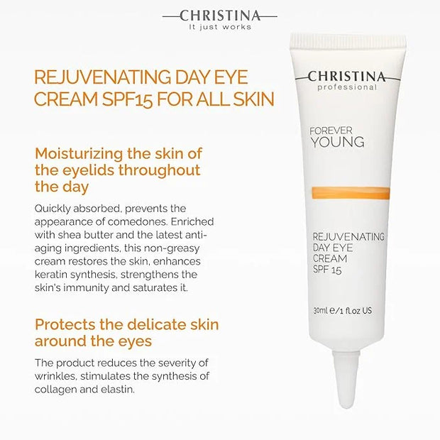 '-CHRISTINA- Forever Young Eye Cream with SPF 15 | Cream with Vitamin K Hydrates, Rejuvenates, Revitalizes the Skin 30ml -...