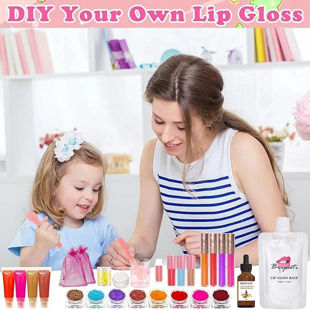 BRIPATI DIY Lip Gloss Making Kit, 46PCS DIY Lip Gloss Kit to Make Your Own Lip Gloss, Moisturizing Lip Glaze Handmade Set,...