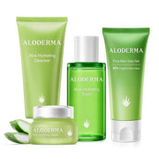 Aloderma Essential Aloe Hydrating Skin Care Set - 4 Pieces - Gel, Cleanser, Toner, Cream - Product Image