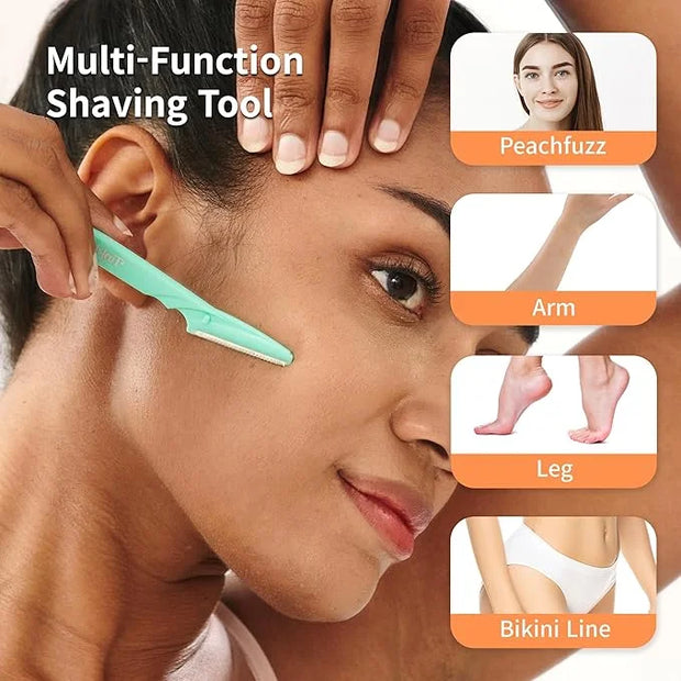 Tinkle Dermaplaning Tool 12ct, Dermaplane Razor for Women, Safe and Easy Peach Fuzz Remover, Eyebrow Trimmer with Protecti...