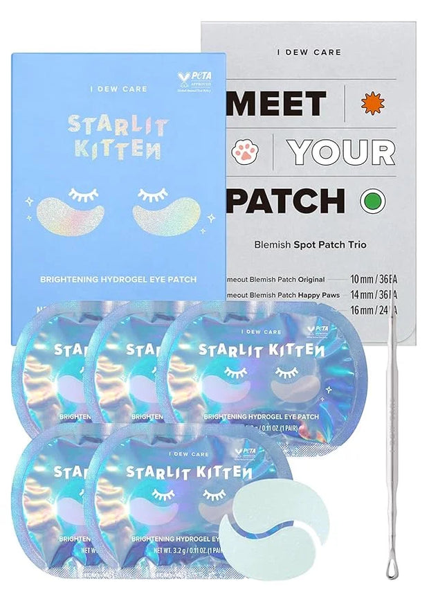I DEW CARE Skin Care Set - Starlit Kitten & Meet Your Patch & Proper Popper | Eye Patches, Variety Pimple, Glass Skin, Hyd...