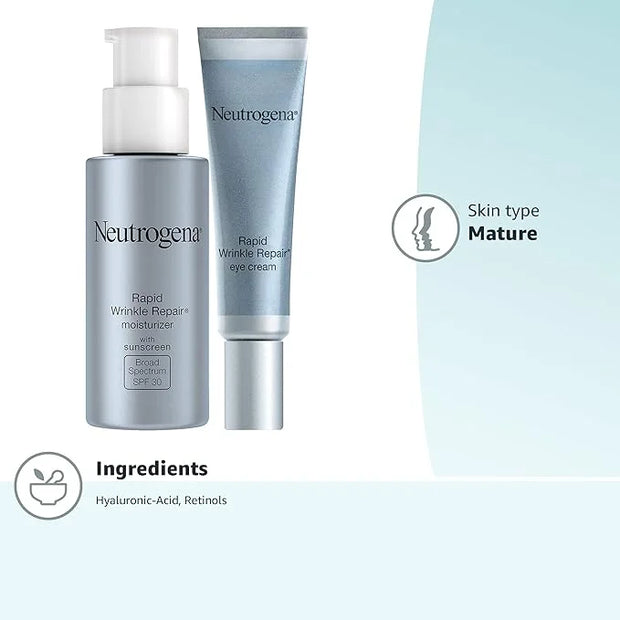 Neutrogena Rapid Wrinkle Repair Retinol Facial Moisturizer with SPF 30 Sunscreen, 1 fl. oz, & Rapid Wrinkle Repair Retinol...