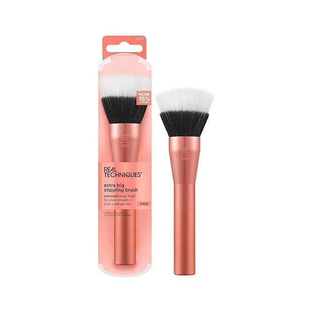 Real Techniques Extra Big Stippling Brush, Large Makeup Brush for Liquid & Cream Foundation, BB/CC Cream, Skin Tints, XL O...