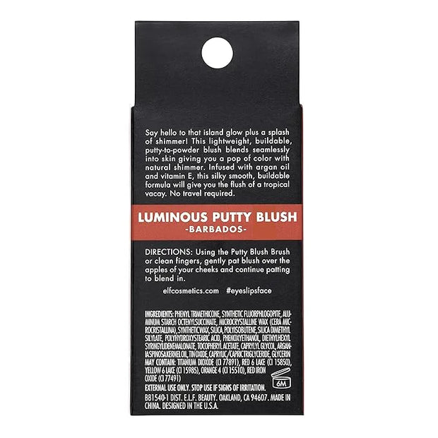 e.l.f. Luminous Putty Blush, Putty-to-Powder, Buildable Blush With A Subtle Shimmer Finish, Highly Pigmented & Creamy, Veg...