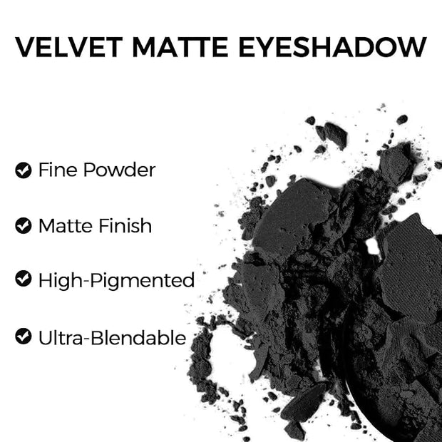 Erinde Black Matte Eyeshadow Palette, Single Black Smokey Pressed Powder Eye Shadow, Ultra-Blendable, Pigmented Color, Lon...