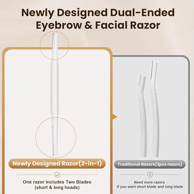 Dermaplaning Tool for Face Eyebrow Razor, Includes 2 Dual End Razors and 20 Blade Refills Exfoliating Face Razors for Wome...
