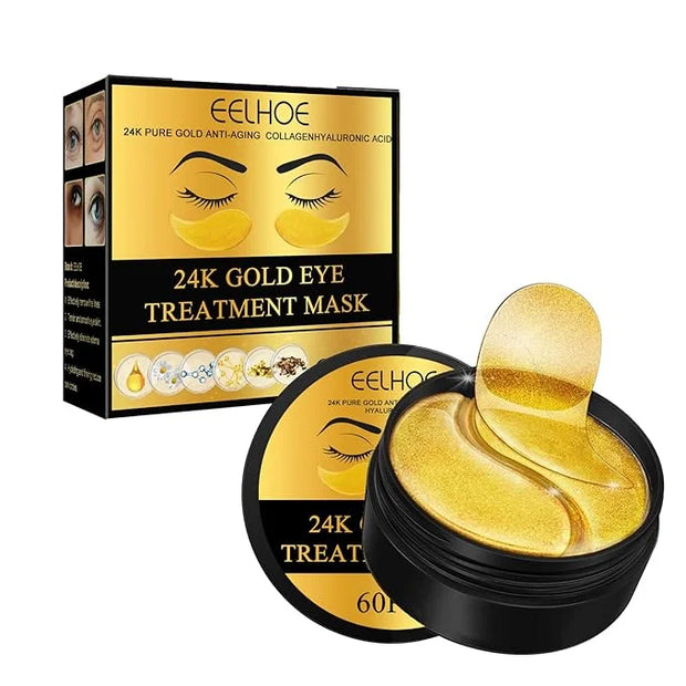 Q.Z.Art 60 Pcs 24K Gold Under Eye Patches, Anti-Aging Eye Mask Infused with Collagen and Hyaluronic Acid - Reduce Dark Cir...