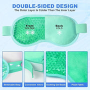 candyfouse 2Pack Cold Cooling Eye Mask, Reusable Hot Colder Therapy Gel Bead with Plush Backing for Puffiness Migraine Str...