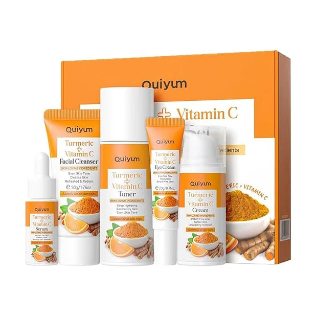 Turmeric Vitamin C Skin Care Set,5 Piece Gentle Skin - Turmeric Cleanser,Toner,Serum,Eye Cream,Moisturizer,to Cleanses, So...