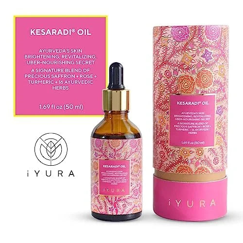 iYURA Kesaradi Face Oil - 5000-year-old Recipe with Exotic Saffron, Turmeric & Rose – For Visibly Brighter Skin - 100% Nat...