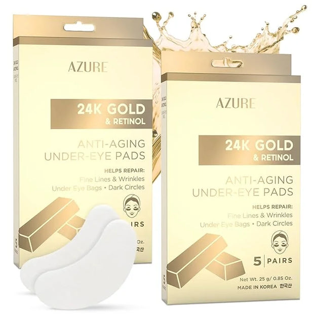 AZURE 24K Gold & Retinol Anti Aging Under Eye Patches - Firming, Restoring & Deeply Hydrating Eye Mask - Reduces Fine Line...
