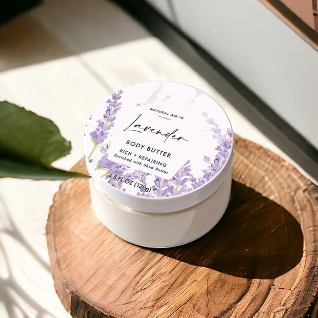 Natural Amor- Lavender Spa Gift Set-6pc Handmade Bath Gift for Women or Men including Body Butter, Natural Clay Mask, Bath...