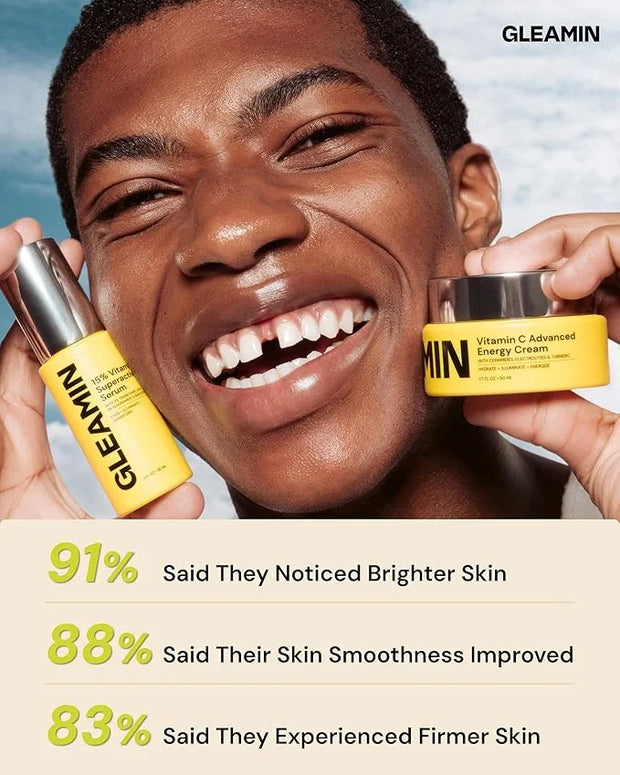 Gleamin Brightening Skincare Bundle – Mask, Serum, Cleanser, Moisturizer & Oil for Dark Spots, Uneven Tone, and Glowing Sk...