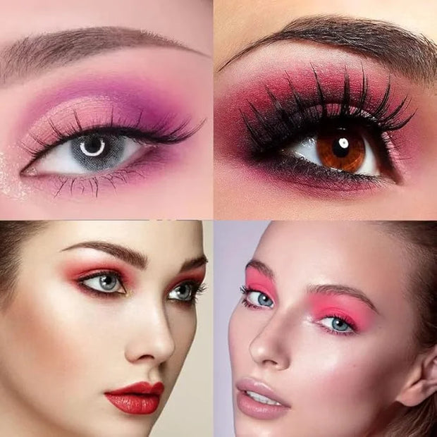16 Colors Pink Matte Glitter Metallic Eye Shadow Palette, Korean Eyeshadow Palette Makeup, Pigmented Red Eyeshadow Kit for...