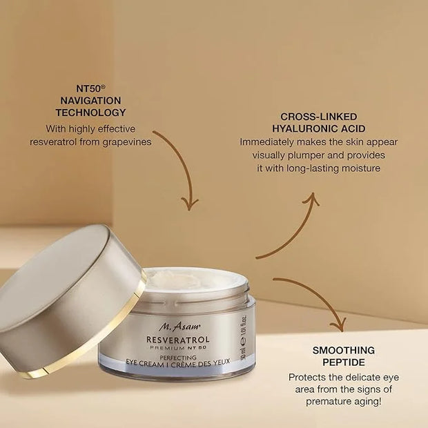 M. Asam Resveratrol Premium NT50 Perfecting Eye Cream – Anti-aging under eye cream with resveratrol & hyaluronic acid to s...