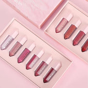 6PCS Diamond Lip Gloss Set, Matte & Pearlescent Finish, Long-Lasting Hydrating Lipstick, Non-Sticky, High-Pigment Formula ...