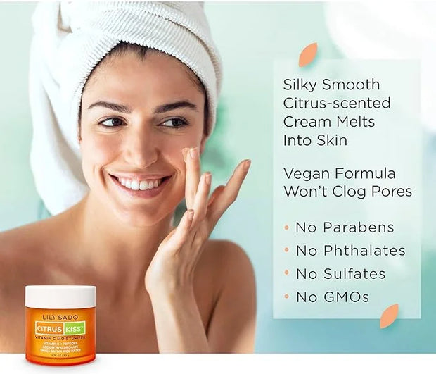 LILY SADO CITRUS KISS™ Vitamin C Moisturizer - Anti-Wrinkle Natural Vegan Daily Face Moisturizing Lotion - Hydrates, Softe...