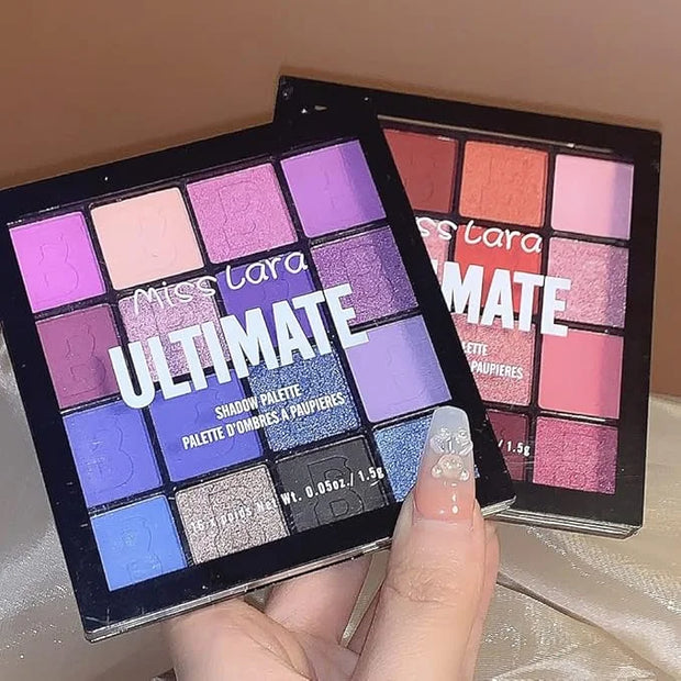 Purple & Blue Eyeshadow - 16 Color Glitter & Matte Eyeshadow Palette, Korean Makeup, Waterproof & Bright Colours - Product...