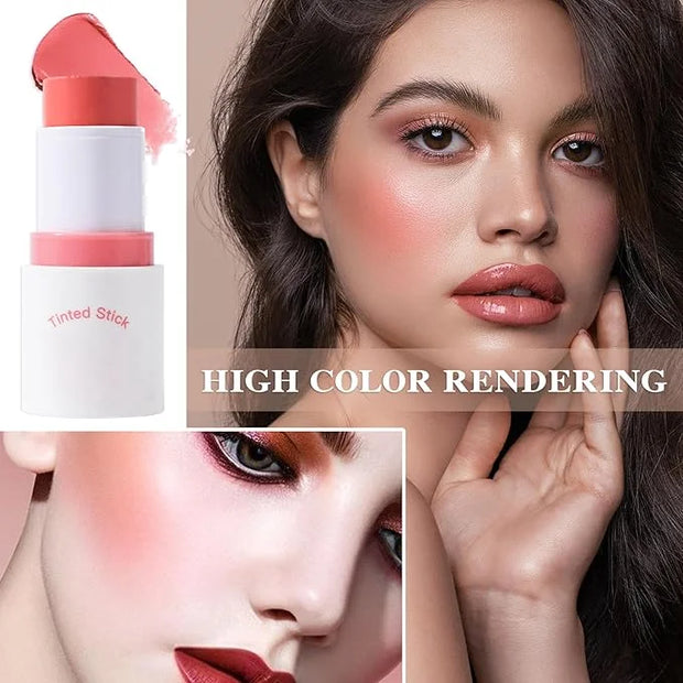 Cream Blush Stick with Brush and Makeup Sponge,Waterproof Multi Cream Makeup Stick,Lightweight,Long-lasting,2 in 1 Multi B...