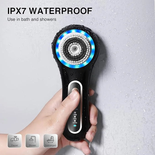 Face Scrubber Exfoliator,Facial Cleansing Brushes Rechargeable IPX7 Waterproof with 5 Brush Heads,Electric Face Spin Brush...