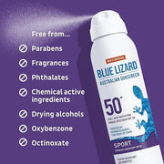 BLUE LIZARD Sport Mineral Sunscreen Spray SPF 50+, Dermatologist-Recommended Brand, Broad-Spectrum UVA/UVB Protection, Wat...