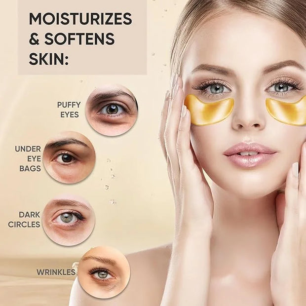 100Pcs/50Pairs Under Eye Patches Gold for Dark Circles, Puffy Eyes, and Wrinkles, 24K Gold Eye Mask for Face, Eye Cream fo...