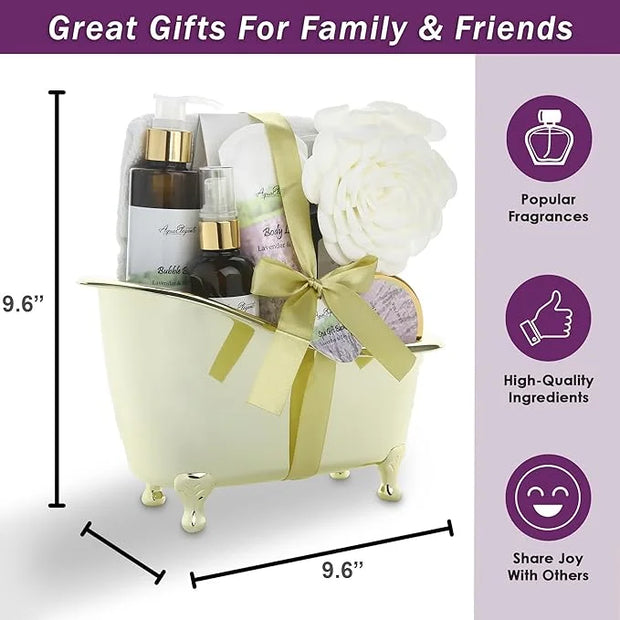 Spa Gift Baskets For Women - Luxury Bath Set With Lavender & Tea Tree Oil - Spa Kit Includes Body Wash, Bubble Bath, Lotio...