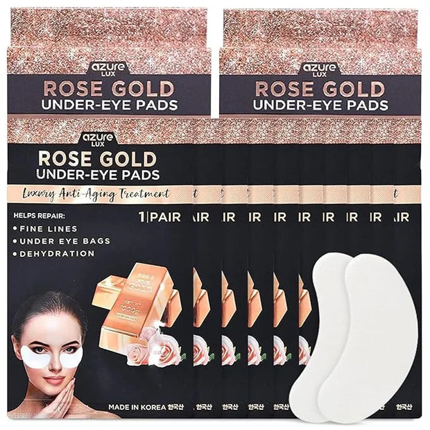 AZURE Rose Gold Luxury Anti Aging Under Eye Pads - Lifting, Smoothing & Hydrating Eye Mask Patches - Reduces Fine Lines, W...