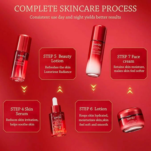 Facial Skin Care Set Anti-Wrinkle Beauty & Personal Care with Cleanser, Toner, Lotion, Essence, Face Cream, Eye Cream, Gif...