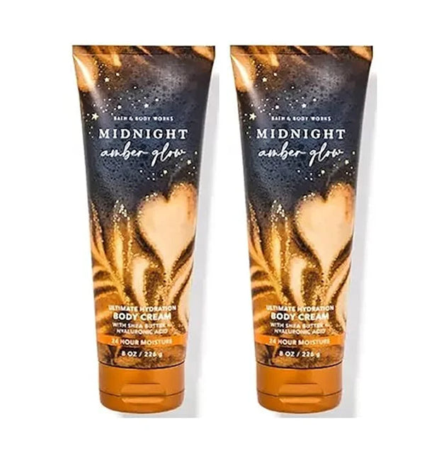Bath & Body Works Midnight Amber Glow Ultimate Hydration Body Cream For Women 8 Fl Oz 2- Pack (Midnight Amber Glow), 8.0 o...