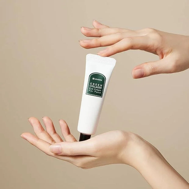 LEADERS Green Collagen Eye Cream for Face – Vegan Anti-Aging Eye Treatment, Reduces Fine Lines & Dark Circles Without Irri...