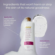 RAW SUGAR Simply Body Wash - Pineapple + Maqui Berry + Coconut, Moisturizing & Brightening Bath & Shower Gel, Sulfate-Free...