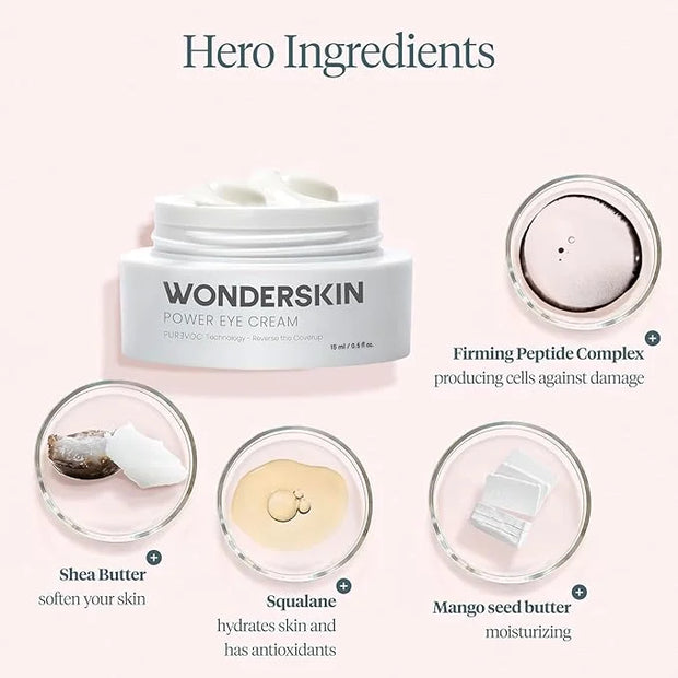 Wonderskin Purevoc Eye Cream for Dark Circles and Puffiness 0.5 Oz - Under Eye Cream for Women and Men with Mango & Shea B...