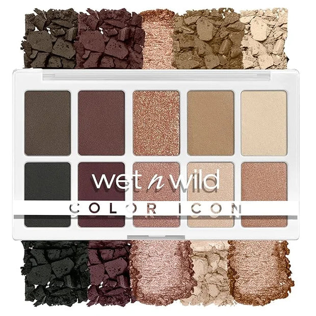 wet n wild Color Icon 10-Pan Eyeshadow Makeup Palette, Brown Nude Awakening, Long Lasting, Shimmer, Metallic, Glittery, Ma...