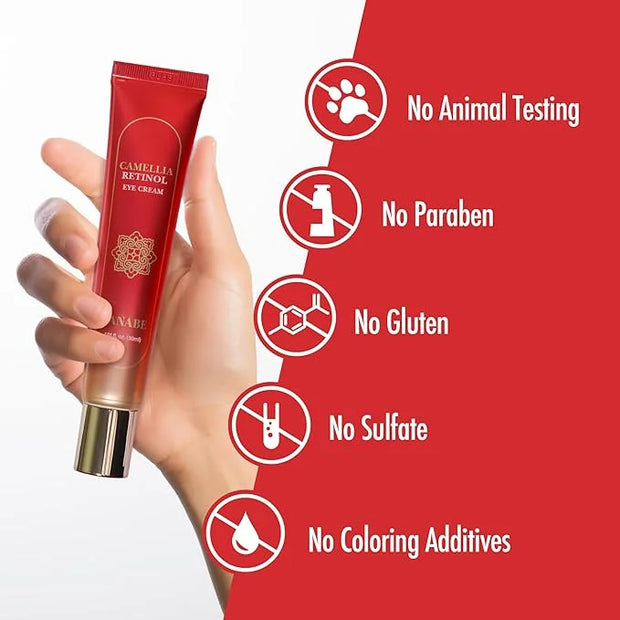 Camellia Retinol Eye Cream with Hyaluronic Acid | Daily Korean Eye Cream, Hydrating Eye Cream to Reduce Wrinkles, Fine Lin...