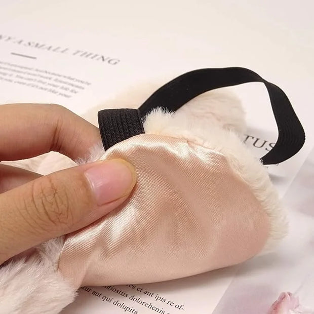 Honbay Plush Rabbit Sleeping Eye Mask Cute Cartoon Animal Eye Mask for Children (Beige) - Product Image
