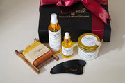 Handmade Saffron Skincare Gift Set, 5pc including Saffron Soap, Bamboo Soap Dish, Saffron Scrub, Saffron & Rose Facial Ton...