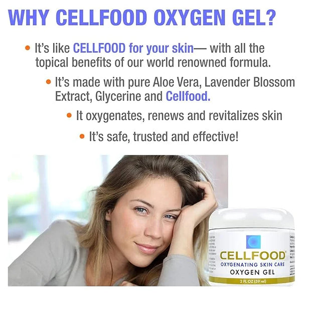 Cellfood Oxygen Gel - 2 oz, 2 Pack - Tightening and Firming Face Moisturizer - Aloe Vera, Lavender Blossom Extract, Glycer...