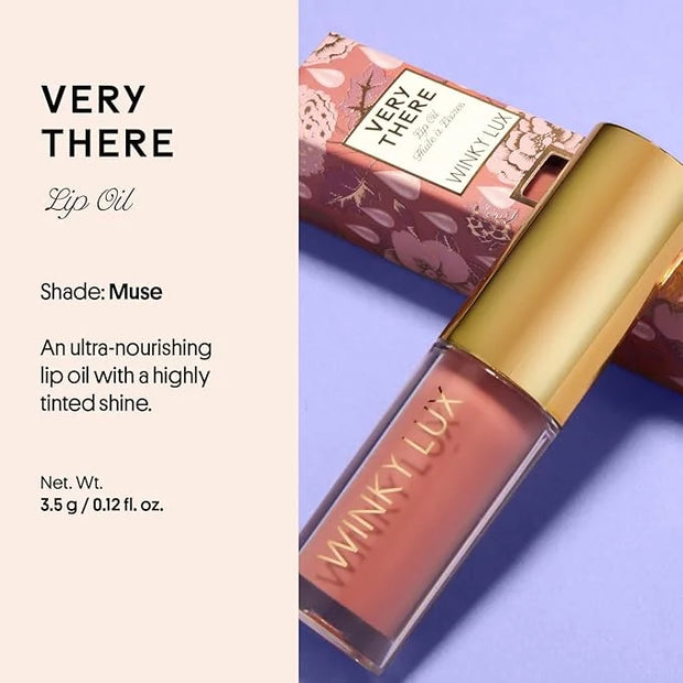 Winky Lux Very There Lip Oil, Hydrating Nude Pink Tint with Jojoba Oil, Non-Sticky Glossy Lip Oil, Tinted Pink Gloss for J...