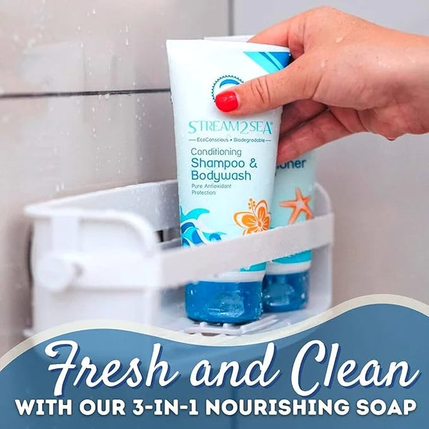 STREAM 2 SEA 6 Pack Natural Travel Sized Toiletries, 1oz Paraben Free Sample Size Shampoo, Conditioner, Lotion, Mineral Su...