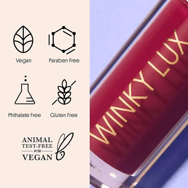 Winky Lux Very There Lip Oil, Hydrating Berry Tint with Jojoba Oil, Non-Sticky Glossy Lip Oil, Tinted Red Gloss for Juicy ...