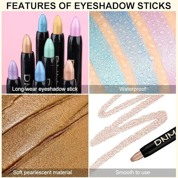 Kaely 8Pcs Cream Eyeshadow Stick Set for Older Women, Desert Mocha Beige Gold Light Purple Pink Sky Dazzling Blue Geen, Ma...